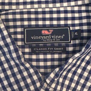 Vineyard Vines Mens XL Blue Gingham Check Long Sleeve Button Down Shirt